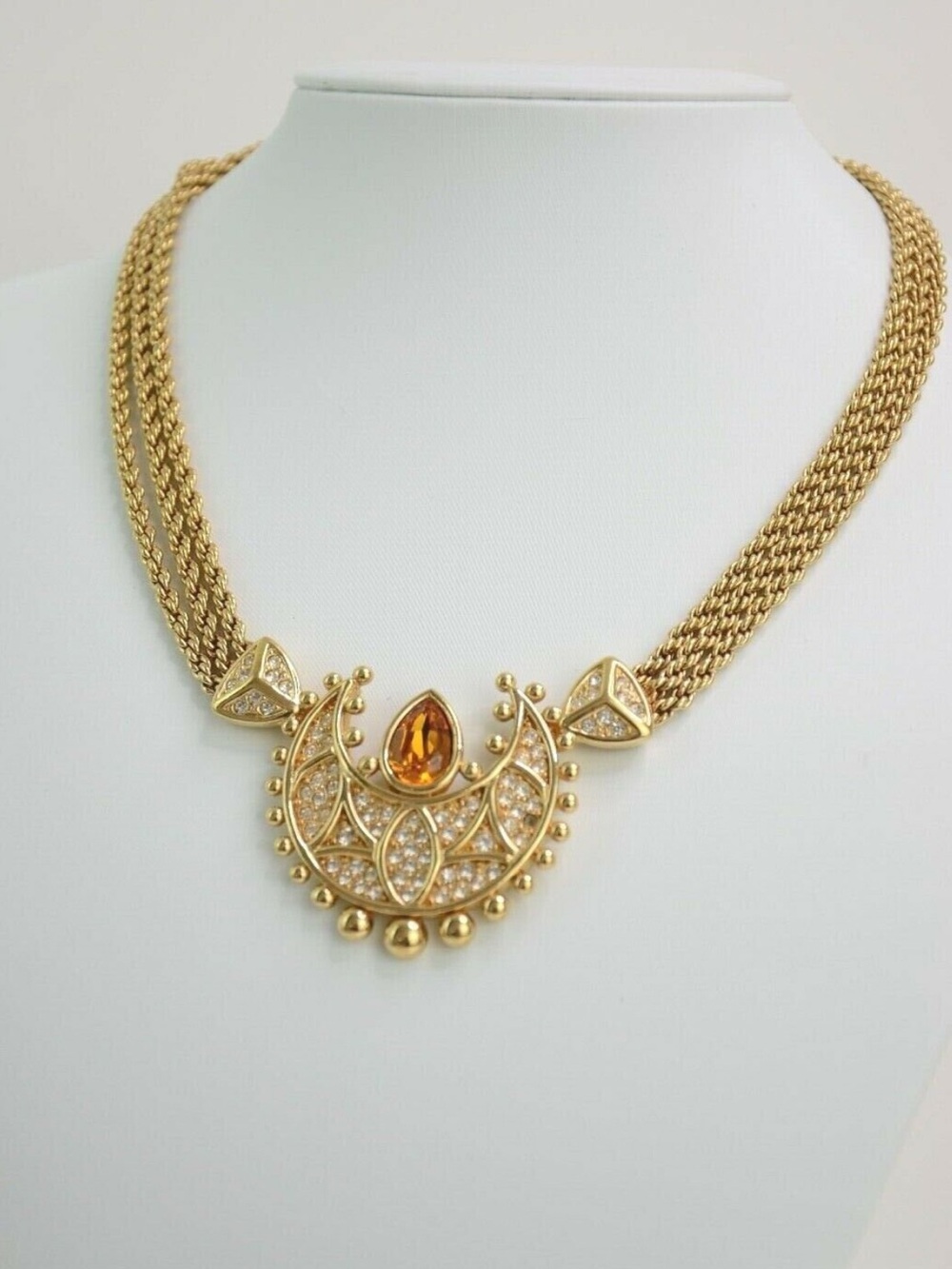 CHRISTIAN DIOR Vintage Crescent Moon Jewelled Choker Necklace
